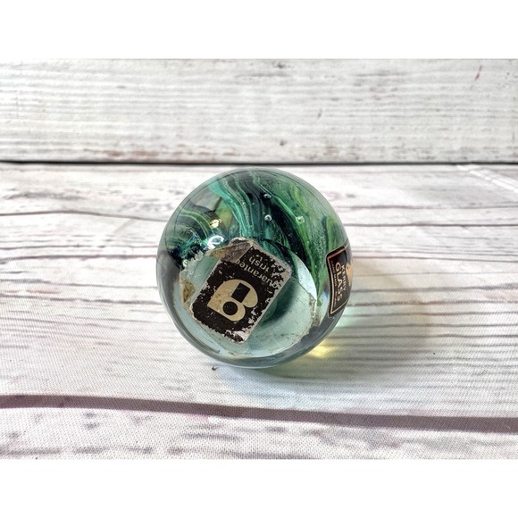 VTG Kerry Art Glass Egg Shaped Flower Paperweight Ireland Green Black Swirl - Picture 4 of 9